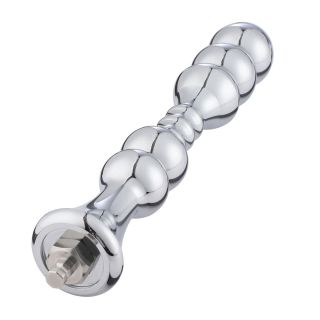 HiSmith 8.2in Smooth Aluminium Beaded Anal Dildo 