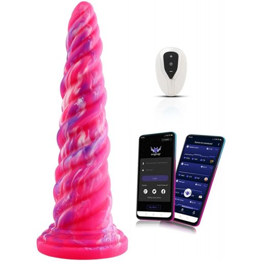 Hismith 10in Monster Series Vibrating Pink Swirl Awl Silicone