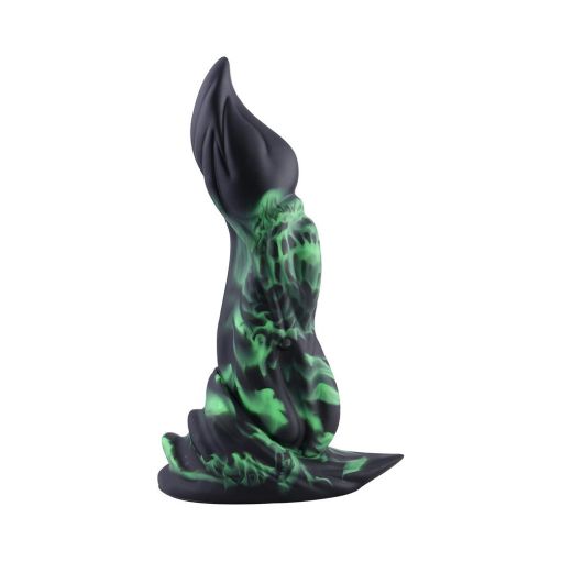 Hismith 9.1in Silicone Anal Plug Dildo Glow-In-The-Dark Green and Black 