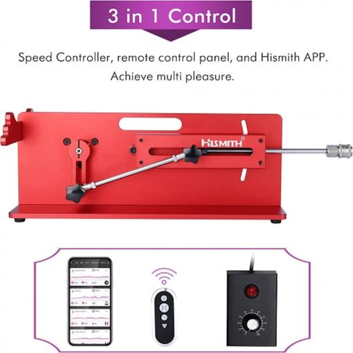 Hismith Tabletop 2.0 Pro Red APP, Remote, Wire 3 In 1 Control Premium Sex Machine